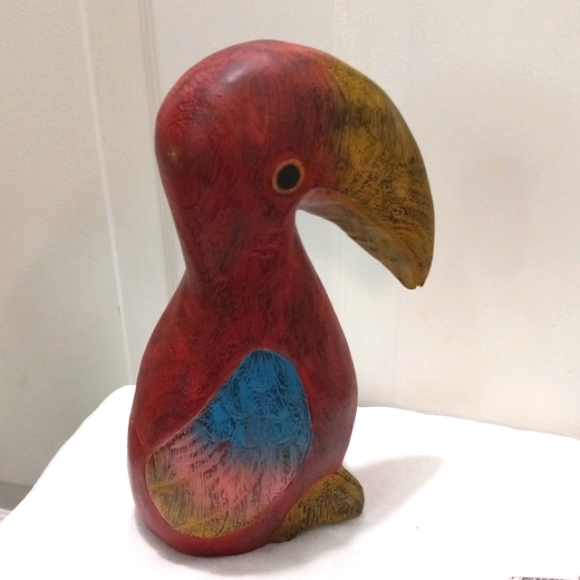 Bird Sculpture Figurine, Toucan from Thailand. 10" Tall - Picture 2 of 6